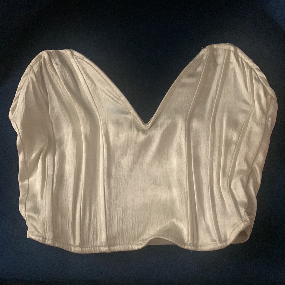 ZARA Satin White/cream Bustier/Corset Size Small